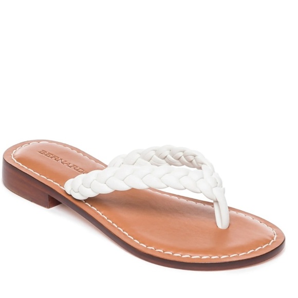 Bernardo Theo thong salads braided brown and white size 7.5 leather - Picture 1 of 8